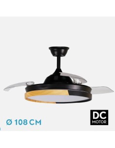 ventilador dc emperador 72w negro/haya 3 aspas 6 velocidades 108d