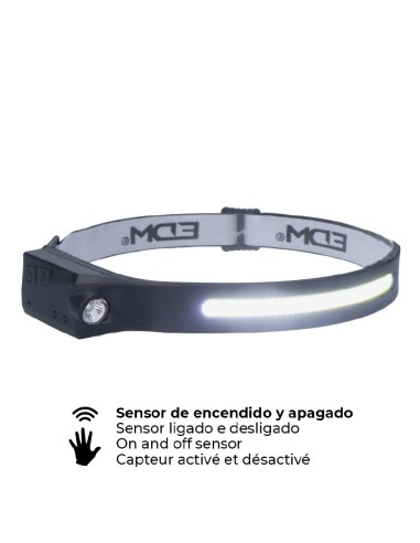 linterna frontal con sensor recargable