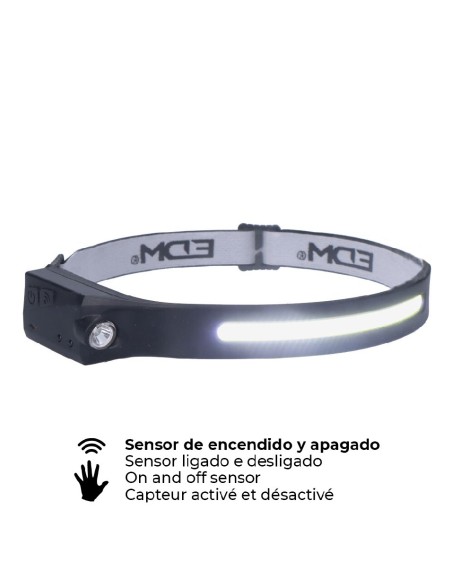 linterna frontal con sensor recargable