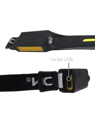 linterna frontal con sensor recargable