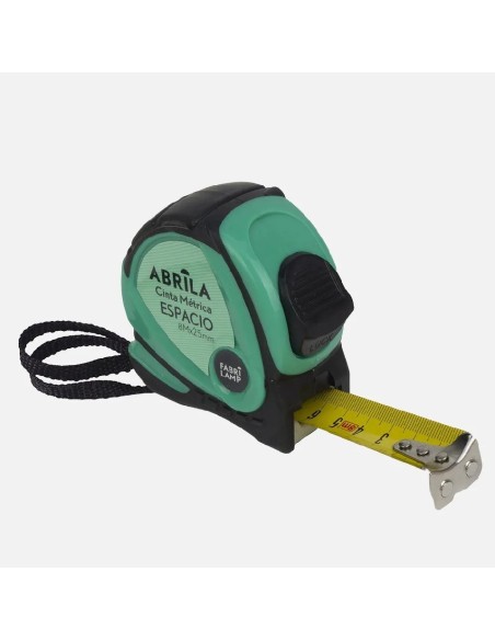 cinta metrica espacio 8mx25mm negro/verde clip,asa