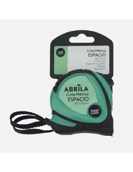 cinta metrica espacio 8mx25mm negro/verde clip,asa