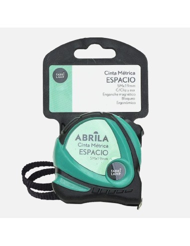 cinta metrica espacio 5mx19mm negro/verde clip,asa
