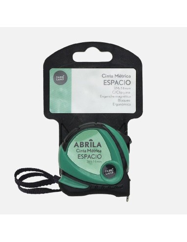 cinta metrica espacio 3mx16mm negro/verde clip,asa