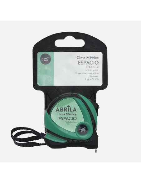 cinta metrica espacio 3mx16mm negro/verde clip,asa