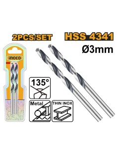 broca metal hss 3mm ingco 2 unidades 1141
