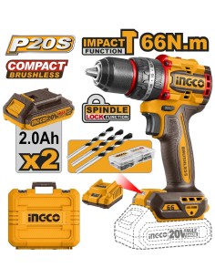 taladro atornillador percutor 20v 66nm ingco