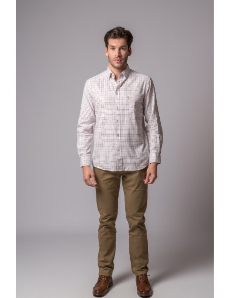 camisa cuadros camel/marron british cotton t.l