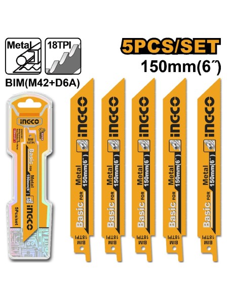 blister 5 sierra sable para metal ingco