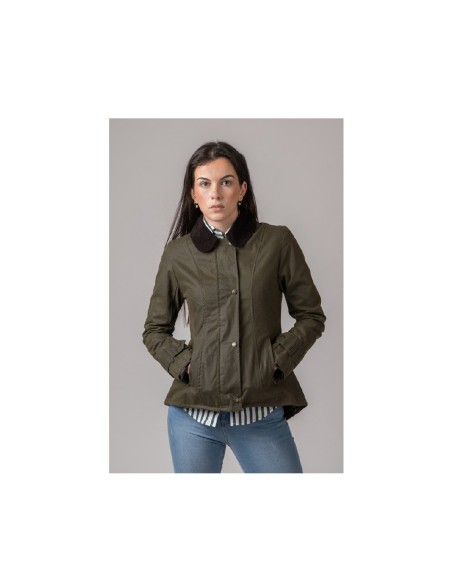 chaqueta encerada ladies amble  verde talla 2xl