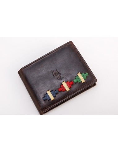 cartera piel rombos azul, rojo y verde