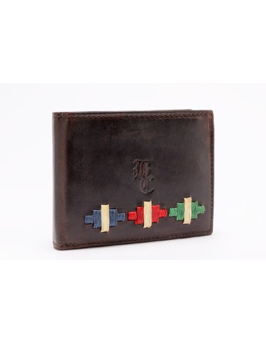 cartera piel rombos azul, rojo y verde