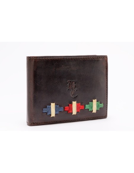 cartera piel rombos azul, rojo y verde