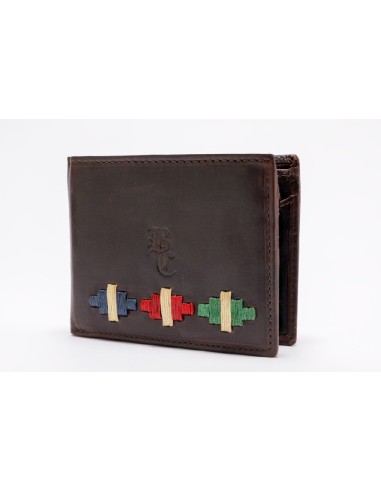 cartera piel rombos azul, rojo y verde