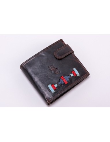 cartera piel rombos azul y rojo