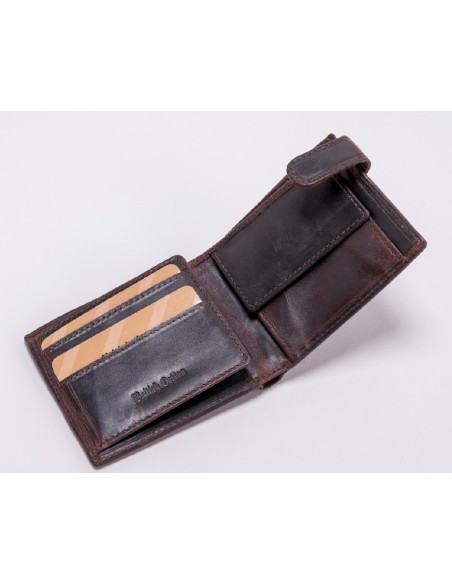 cartera piel rombos azul y rojo