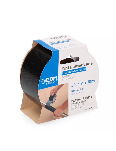 cinta americana negro 50 mm x 10 m