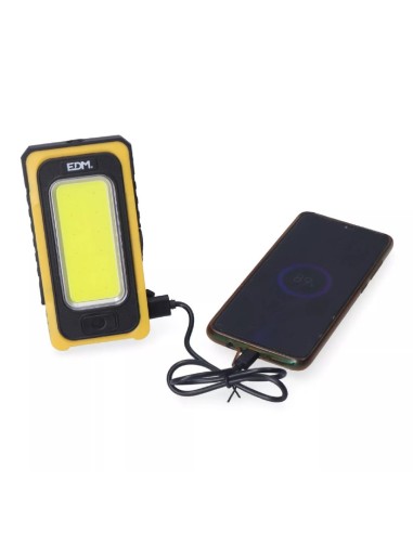 linterna led cob solar force, recargab. con gancho e iman, 10w 750 lm