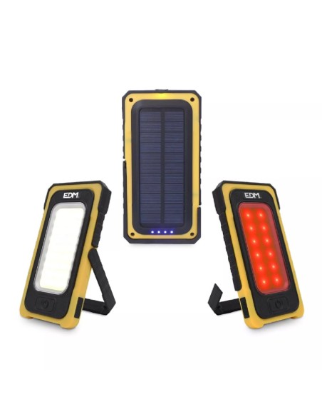 linterna led cob solar force, recargab. con gancho e iman, 10w 750 lm