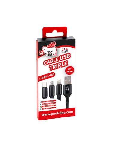 cable telefonia reforzado color negro tipo salida triple b, c , iphone 2.1 amp