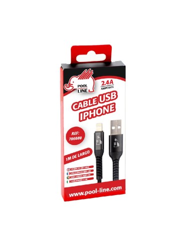 cable telefonia reforzado color negro tipo iphone a tipo usb 2.4 amp