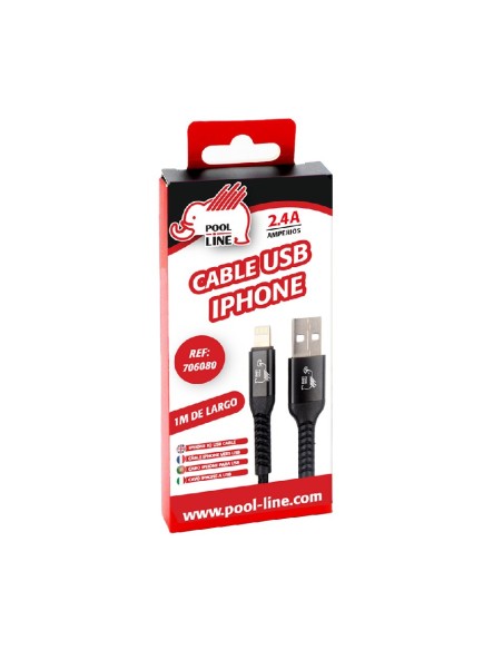 cable telefonia reforzado color negro tipo iphone a tipo usb 2.4 amp