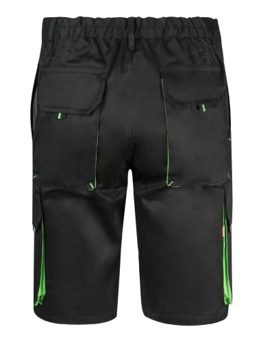 bermuda bicolor negro/verde lima talla 48